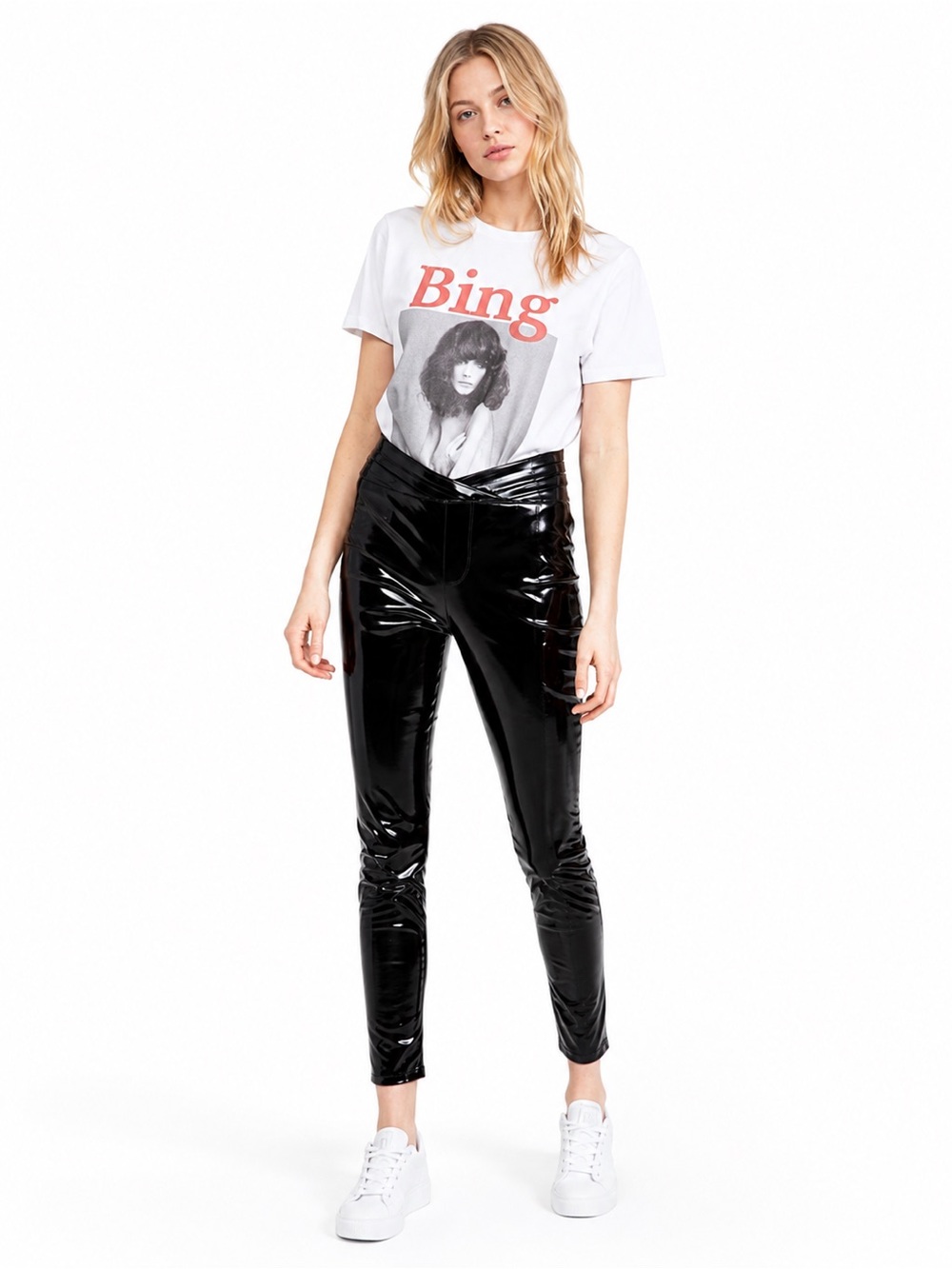 RtA Pants Patent Leather Kyle in Bombette 0871 black high rise skinny legging 28